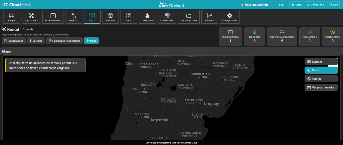 Mapa de alquileres: dónde está cada equipo alquilado, en tiempo real.